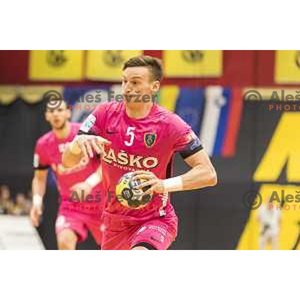 Celje’s Jaka Malus (5) in action during 1 NLB Leasing League match between Gorenje and Celje PL, in Velenje, on May 9, 2018 