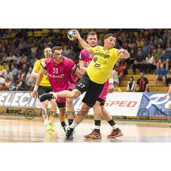 Gorenje’s Blaz Klec (27) in action during 1 NLB Leasing League match between Gorenje and Celje PL, in Velenje, on May 9, 2018 