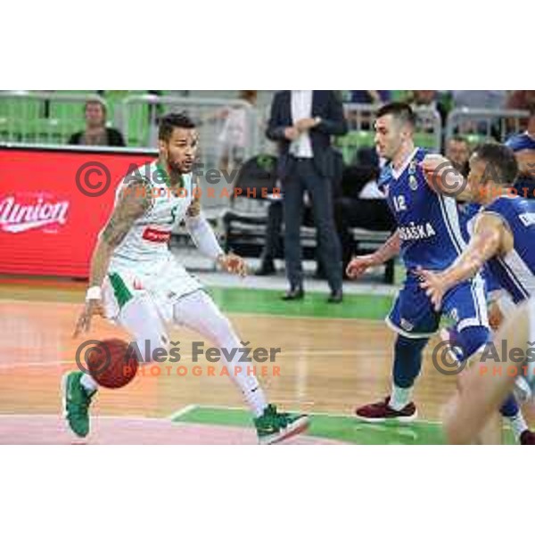 action during semi-final of Nova KBM league basketball match between Petrol Olimpija and in Rogaska in Stozice, Ljubljana, Slovenia on May 9, 2018