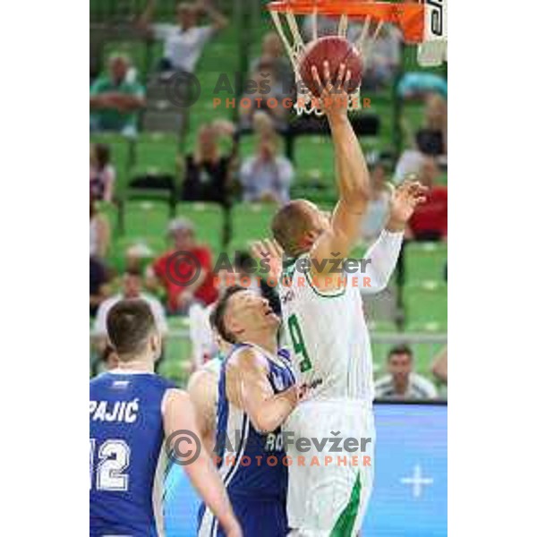 action during semi-final of Nova KBM league basketball match between Petrol Olimpija and in Rogaska in Stozice, Ljubljana, Slovenia on May 9, 2018