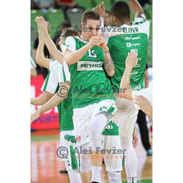 action during semi-final of Nova KBM league basketball match between Petrol Olimpija and in Rogaska in Stozice, Ljubljana, Slovenia on May 9, 2018