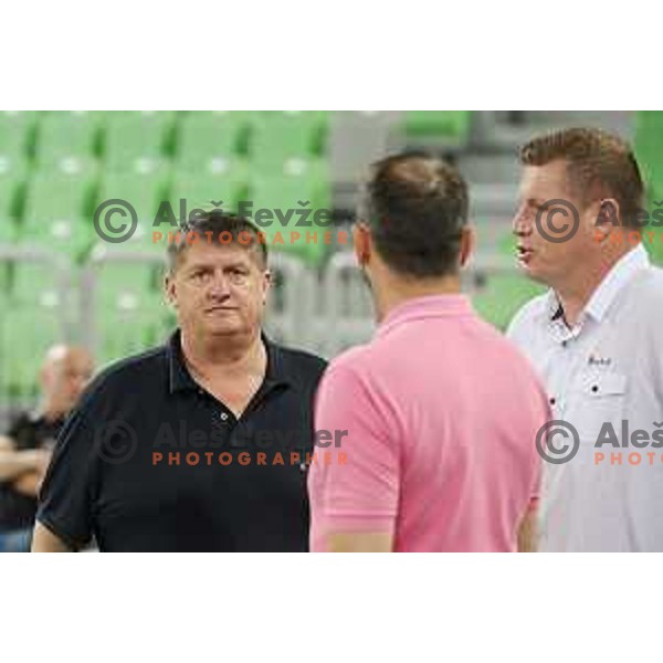 Roman Lisac and Marko Samanic during semi-final of Nova KBM league basketball match between Petrol Olimpija and in Rogaska in Stozice, Ljubljana, Slovenia on May 9, 2018