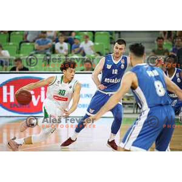 action during semi-final of Nova KBM league basketball match between Petrol Olimpija and in Rogaska in Stozice, Ljubljana, Slovenia on May 9, 2018