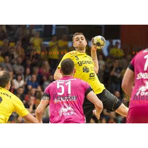 Gorenje’s Nejc Cehte (3) in action during 1 NLB Leasing League match between Gorenje and Celje PL, in Velenje, on May 9, 2018 