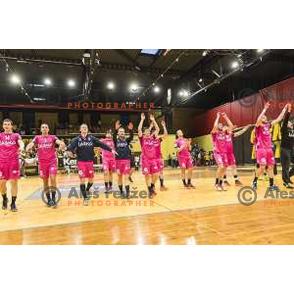 Team Celje celebrating after 1 NLB Leasing League match between Gorenje and Celje PL, in Velenje, on May 9, 2018