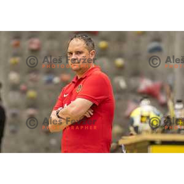 Celje’s head coach Branko Tamse in action during 1 NLB Leasing League match between Gorenje and Celje PL, in Velenje, on May 9, 2018 