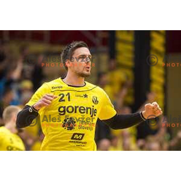 Gorenje’s Gregor Potocnik (21) in action during 1 NLB Leasing League match between Gorenje and Celje PL, in Velenje, on May 9, 2018 
