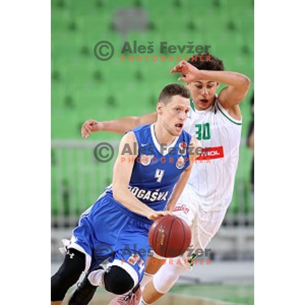 action during semi-final of Nova KBM league basketball match between Petrol Olimpija and in Rogaska in Stozice, Ljubljana, Slovenia on May 9, 2018
