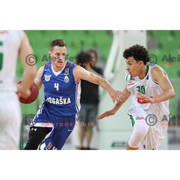 action during semi-final of Nova KBM league basketball match between Petrol Olimpija and in Rogaska in Stozice, Ljubljana, Slovenia on May 9, 2018