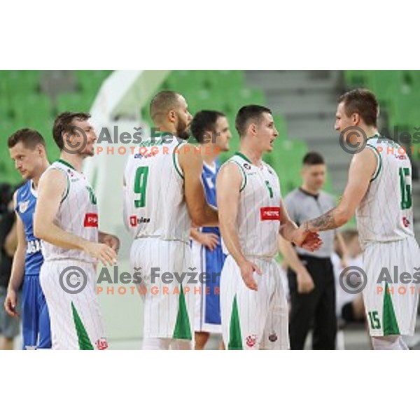 action during semi-final of Nova KBM league basketball match between Petrol Olimpija and in Rogaska in Stozice, Ljubljana, Slovenia on May 9, 2018