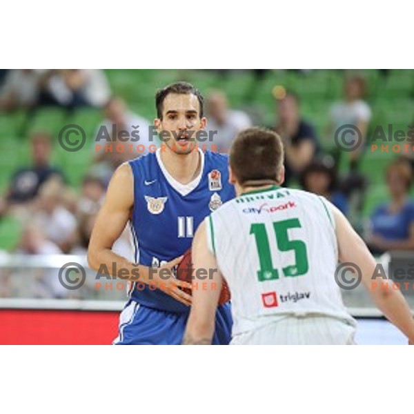 action during semi-final of Nova KBM league basketball match between Petrol Olimpija and in Rogaska in Stozice, Ljubljana, Slovenia on May 9, 2018