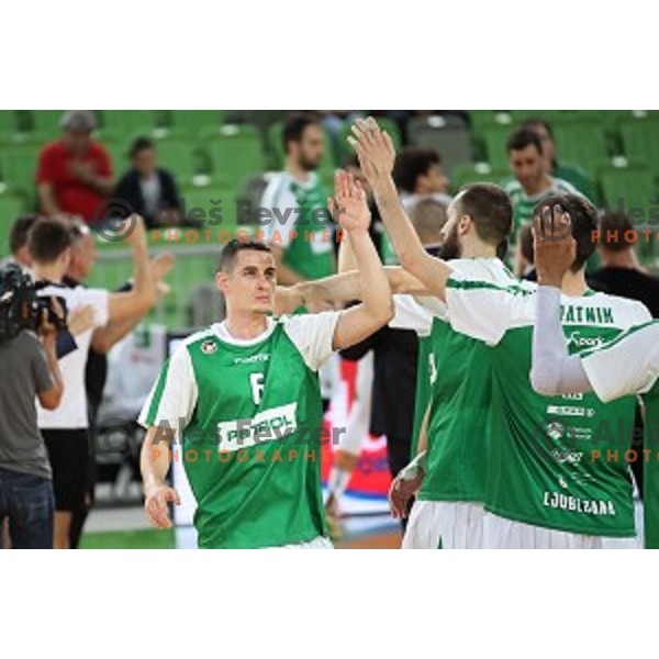 action during semi-final of Nova KBM league basketball match between Petrol Olimpija and in Rogaska in Stozice, Ljubljana, Slovenia on May 9, 2018