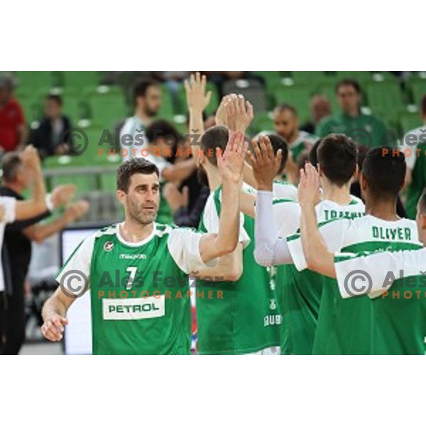 action during semi-final of Nova KBM league basketball match between Petrol Olimpija and in Rogaska in Stozice, Ljubljana, Slovenia on May 9, 2018