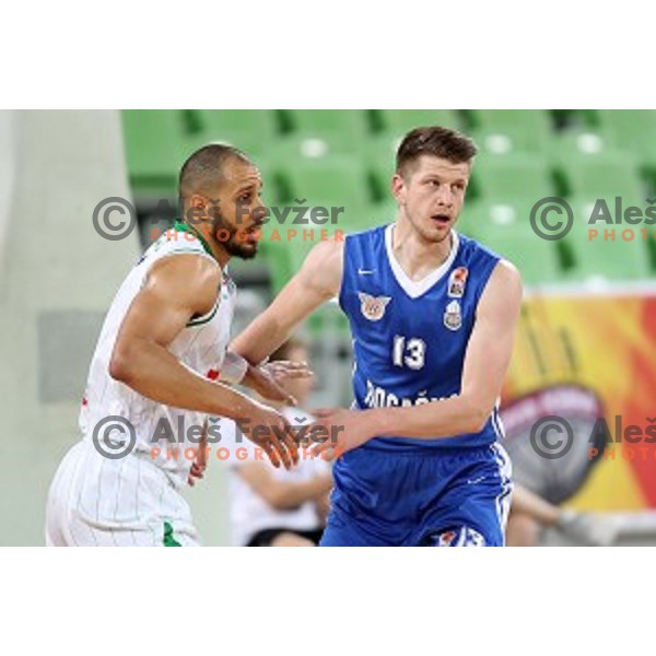 action during semi-final of Nova KBM league basketball match between Petrol Olimpija and in Rogaska in Stozice, Ljubljana, Slovenia on May 9, 2018