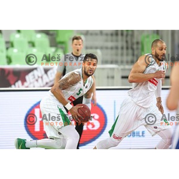 action during semi-final of Nova KBM league basketball match between Petrol Olimpija and in Rogaska in Stozice, Ljubljana, Slovenia on May 9, 2018