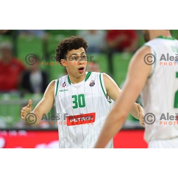 action during semi-final of Nova KBM league basketball match between Petrol Olimpija and in Rogaska in Stozice, Ljubljana, Slovenia on May 9, 2018