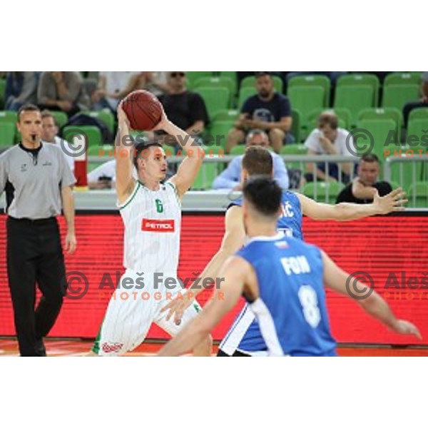 action during semi-final of Nova KBM league basketball match between Petrol Olimpija and in Rogaska in Stozice, Ljubljana, Slovenia on May 9, 2018