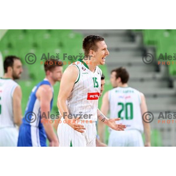 action during semi-final of Nova KBM league basketball match between Petrol Olimpija and in Rogaska in Stozice, Ljubljana, Slovenia on May 9, 2018