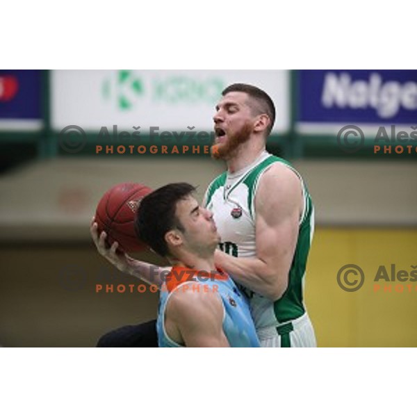 action during semi-final of Nova KBM league basketball match between Krka and Sixt Primorska in Novo Mesto, Slovenia on May 12, 2018