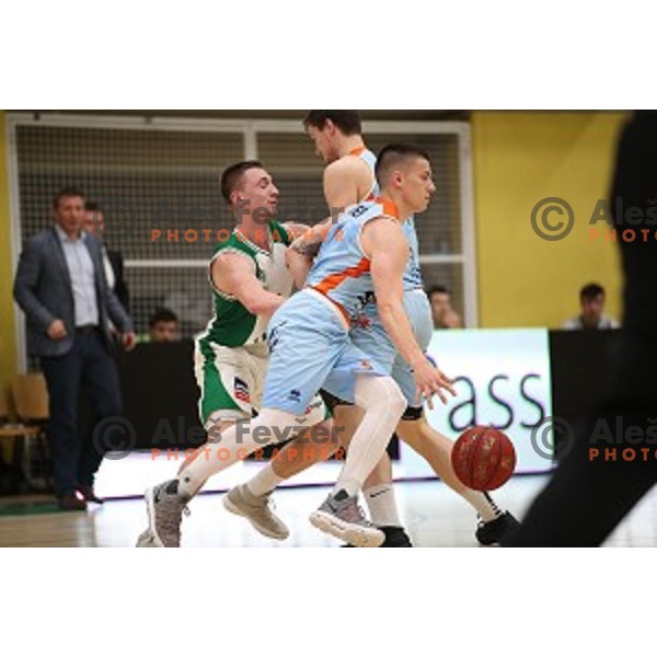 Matic Rebec in action during semi-final of Nova KBM league basketball match between Krka and Sixt Primorska in Novo Mesto, Slovenia on May 12, 2018