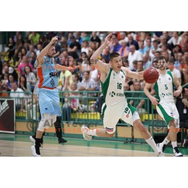 Marko Josilo in action during semi-final of Nova KBM league basketball match between Krka and Sixt Primorska in Novo Mesto, Slovenia on May 12, 2018