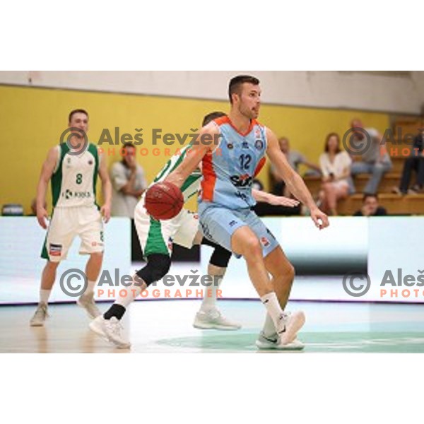 action during semi-final of Nova KBM league basketball match between Krka and Sixt Primorska in Novo Mesto, Slovenia on May 12, 2018