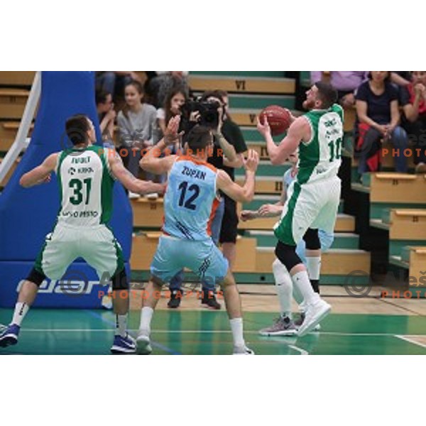 action during semi-final of Nova KBM league basketball match between Krka and Sixt Primorska in Novo Mesto, Slovenia on May 12, 2018