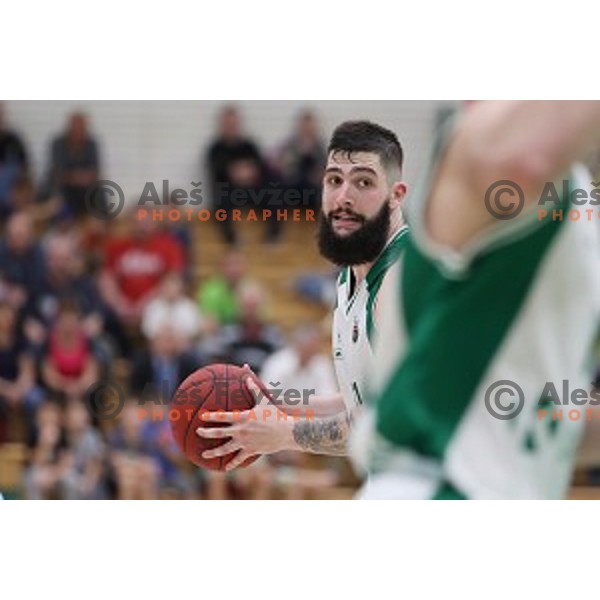 Ziga Dimec in action during semi-final of Nova KBM league basketball match between Krka and Sixt Primorska in Novo Mesto, Slovenia on May 12, 2018