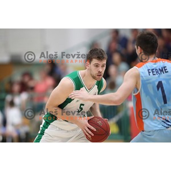 Paolo Marinelli in action during semi-final of Nova KBM league basketball match between Krka and Sixt Primorska in Novo Mesto, Slovenia on May 12, 2018