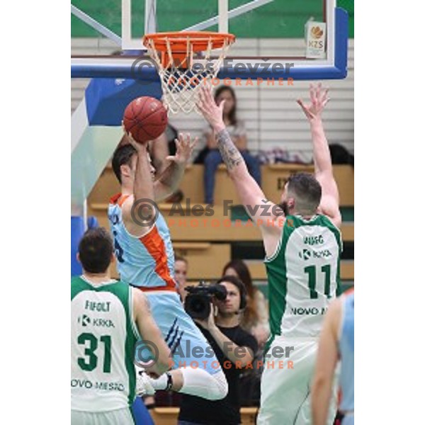 action during semi-final of Nova KBM league basketball match between Krka and Sixt Primorska in Novo Mesto, Slovenia on May 12, 2018