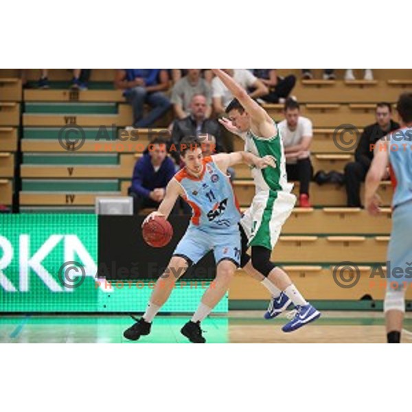 action during semi-final of Nova KBM league basketball match between Krka and Sixt Primorska in Novo Mesto, Slovenia on May 12, 2018