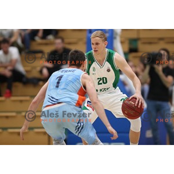 action during semi-final of Nova KBM league basketball match between Krka and Sixt Primorska in Novo Mesto, Slovenia on May 12, 2018