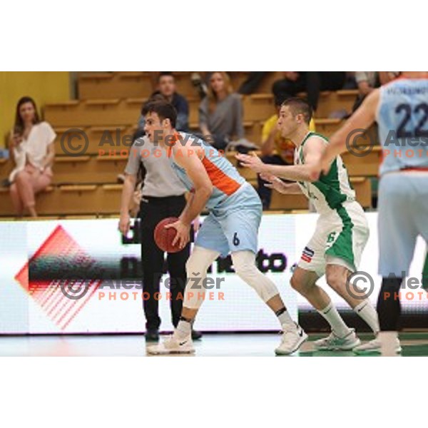 action during semi-final of Nova KBM league basketball match between Krka and Sixt Primorska in Novo Mesto, Slovenia on May 12, 2018