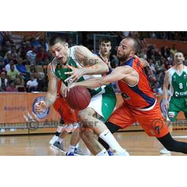 action during semi-final of Nova KBM league basketball match between Sixt Primorska and Krka in Koper, Slovenia on May 14, 2018