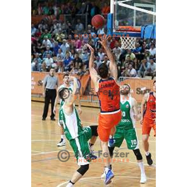 action during semi-final of Nova KBM league basketball match between Sixt Primorska and Krka in Koper, Slovenia on May 14, 2018