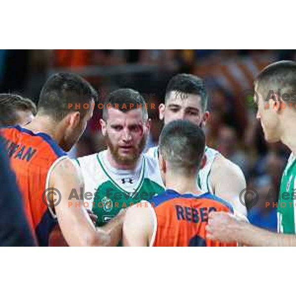 Dino Cinac in action during semi-final of Nova KBM league basketball match between Sixt Primorska and Krka in Koper, Slovenia on May 14, 2018