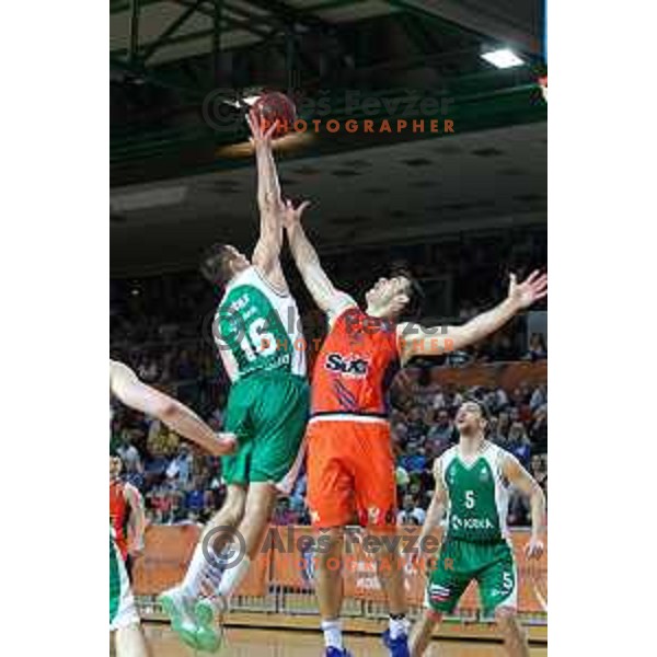 action during semi-final of Nova KBM league basketball match between Sixt Primorska and Krka in Koper, Slovenia on May 14, 2018