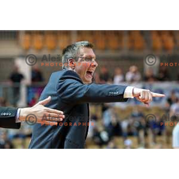 Simon Petrov in action during semi-final of Nova KBM league basketball match between Sixt Primorska and Krka in Koper, Slovenia on May 14, 2018