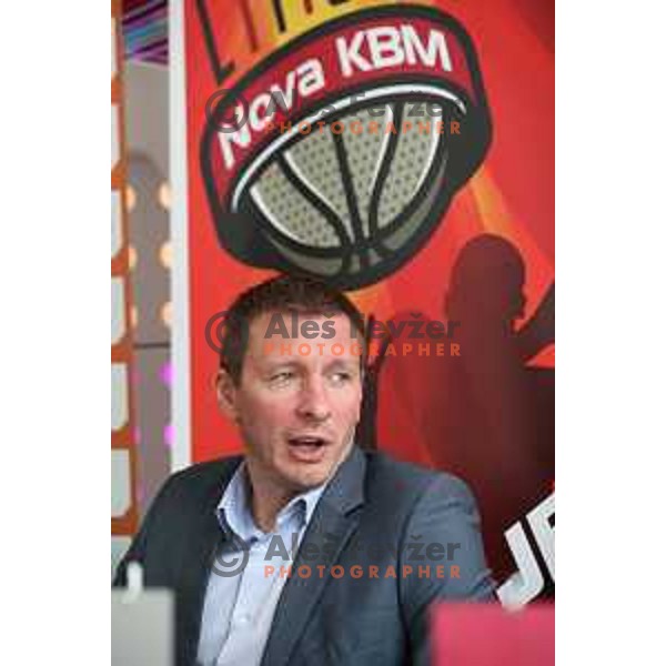 Simon Petrov, head coach of Krka during press conference before the Final of Nova KBM league in Ljubljana, Slovenia on May 17, 2018