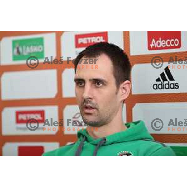 Domen Lorbek during press conference before the Final of Nova KBM league in Ljubljana, Slovenia on May 17, 2018