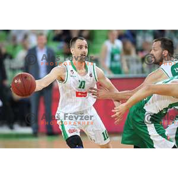 action during the Final of Nova KBM league basketball match between Petrol Olimpija and Krka in Stozice, Ljubljana, Slovenia on May 19, 2018