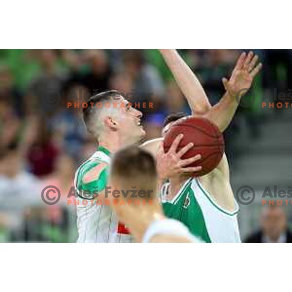 action during the Final of Nova KBM league basketball match between Petrol Olimpija and Krka in Stozice, Ljubljana, Slovenia on May 19, 2018
