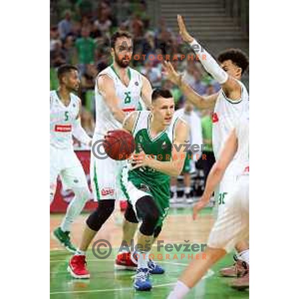 action during the Final of Nova KBM league basketball match between Petrol Olimpija and Krka in Stozice, Ljubljana, Slovenia on May 19, 2018