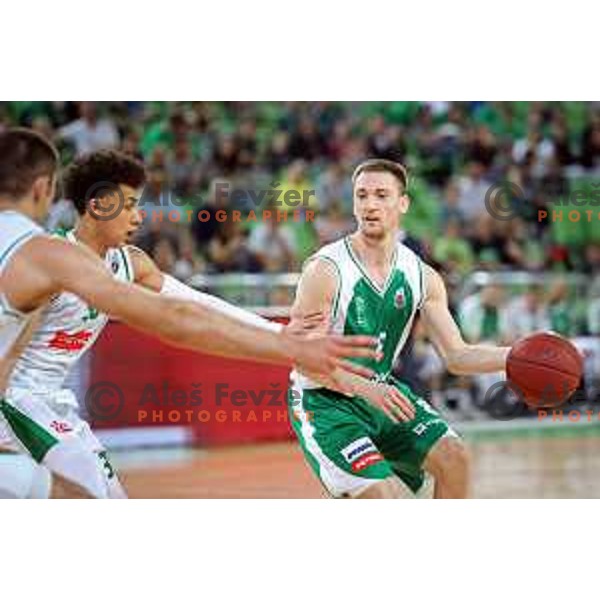 action during the Final of Nova KBM league basketball match between Petrol Olimpija and Krka in Stozice, Ljubljana, Slovenia on May 19, 2018