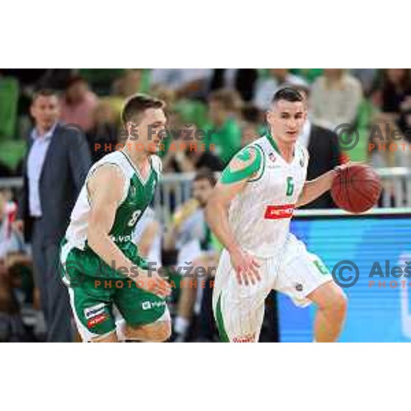action during the Final of Nova KBM league basketball match between Petrol Olimpija and Krka in Stozice, Ljubljana, Slovenia on May 19, 2018