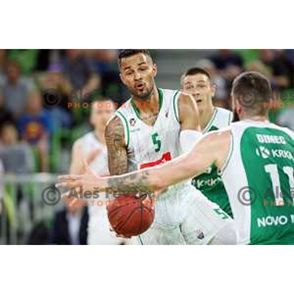 action during the Final of Nova KBM league basketball match between Petrol Olimpija and Krka in Stozice, Ljubljana, Slovenia on May 19, 2018