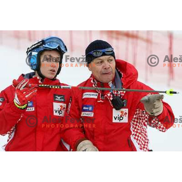 Nika Fleiss and coach Cene Jovan at course inspection before first run of 44.Golden Fox Audi FIS Alpine Ski World Cup Giant Slalom in Maribor11.1.2007. Photo by Ales Fevzer 