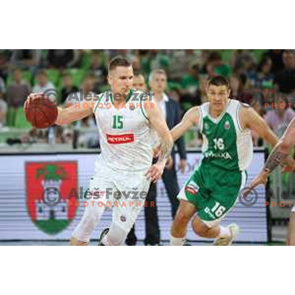 action during the Final of Nova KBM league basketball match between Petrol Olimpija and Krka in Stozice, Ljubljana, Slovenia on May 19, 2018