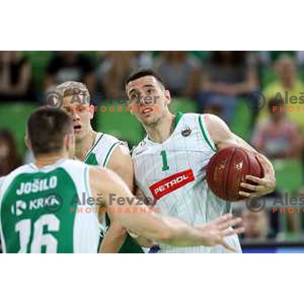 action during the Final of Nova KBM league basketball match between Petrol Olimpija and Krka in Stozice, Ljubljana, Slovenia on May 19, 2018