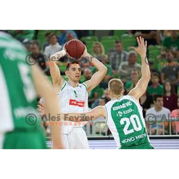 action during the Final of Nova KBM league basketball match between Petrol Olimpija and Krka in Stozice, Ljubljana, Slovenia on May 19, 2018